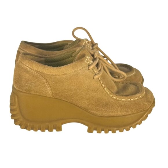Skechers Shoes - VTG Y2K Skechers Tan Suede Chunky Platform Shoes Lug Sole Womens Size 9.5